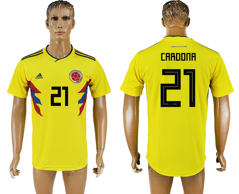 2018 world cup Maillot de foot COLUMBIA #21 CARDONA YELLOW